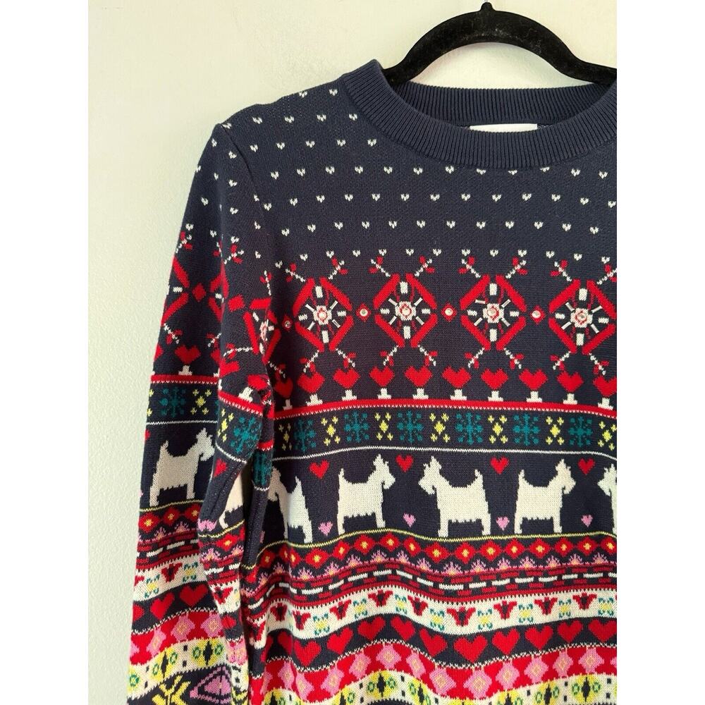 Charter Club Yorkie Blue Fair Isle Dog Heart Graphic Pullover Sweater Medium P - Picture 3 of 5